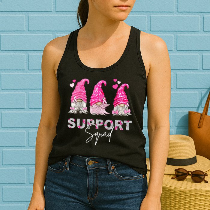 Gnome Support Squad Breast Cancer Womens Tank Top