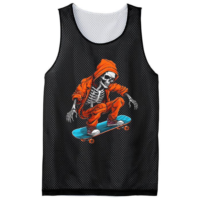 Ghost Skeleton Skater Cap Skateboard Halloween Skull Mesh Reversible Basketball Jersey Tank