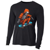 Ghost Skeleton Skater Cap Skateboard Halloween Skull Cooling Performance Long Sleeve Crew