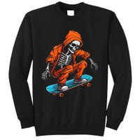 Ghost Skeleton Skater Cap Skateboard Halloween Skull Tall Sweatshirt