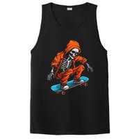 Ghost Skeleton Skater Cap Skateboard Halloween Skull PosiCharge Competitor Tank