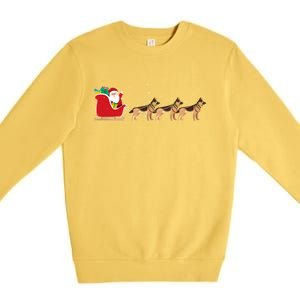 Ger Sheperd Santa Christmas Sleigh Ger Sheperd Xmas Funny Gift Premium Crewneck Sweatshirt