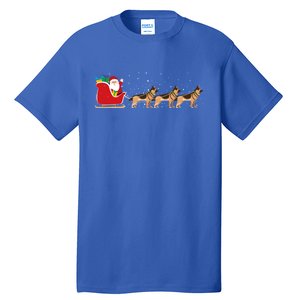 Ger Sheperd Santa Christmas Sleigh Ger Sheperd Xmas Funny Gift Tall T-Shirt