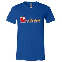 Ger Sheperd Santa Christmas Sleigh Ger Sheperd Xmas Funny Gift V-Neck T-Shirt