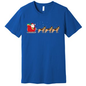 Ger Sheperd Santa Christmas Sleigh Ger Sheperd Xmas Funny Gift Premium T-Shirt