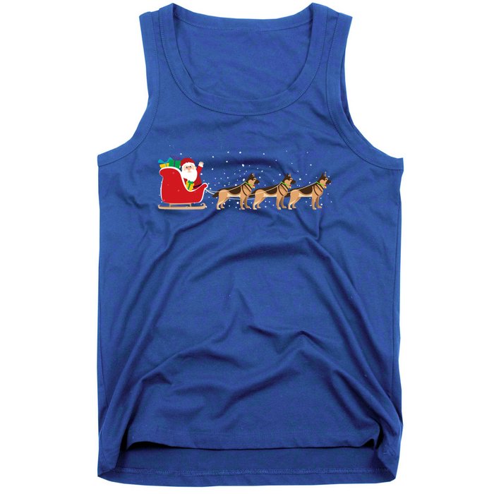 Ger Sheperd Santa Christmas Sleigh Ger Sheperd Xmas Funny Gift Tank Top