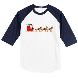 Ger Sheperd Santa Christmas Sleigh Ger Sheperd Xmas Funny Gift Baseball Sleeve Shirt