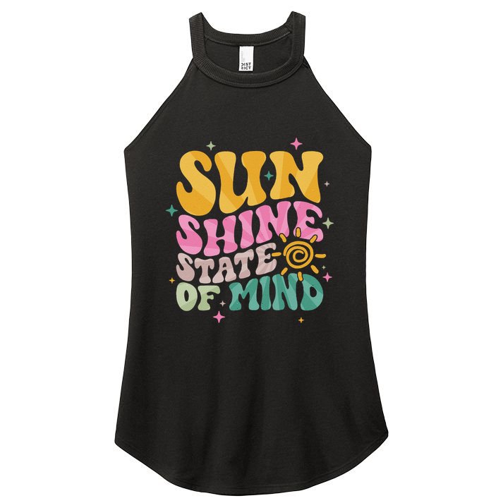 Groovy Sunshine State Of Mind Summer Break Vacation Women's Perfect Tri Rocker Tank