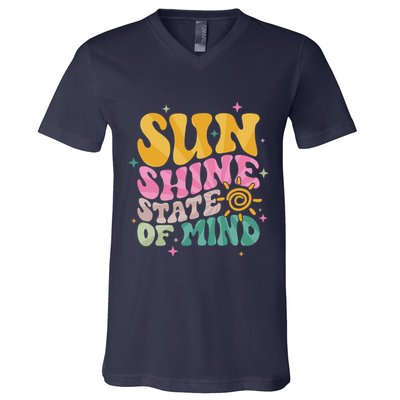 Groovy Sunshine State Of Mind Summer Break Vacation V-Neck T-Shirt