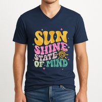 Groovy Sunshine State Of Mind Summer Break Vacation V-Neck T-Shirt