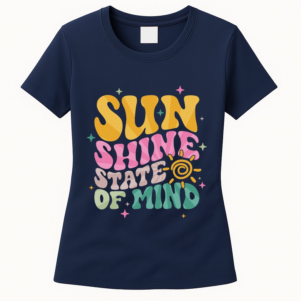 Groovy Sunshine State Of Mind Summer Break Vacation Womens T-Shirt