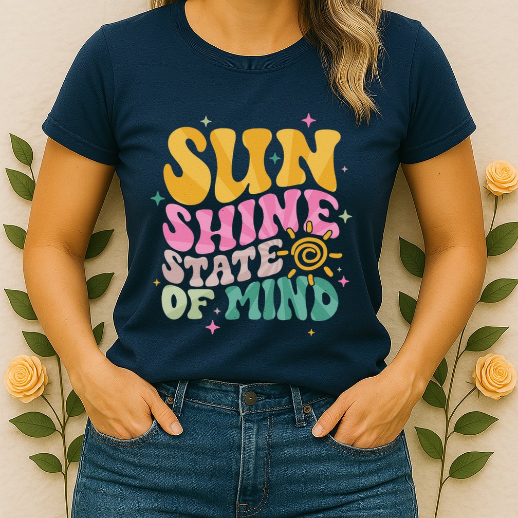 Groovy Sunshine State Of Mind Summer Break Vacation Womens T-Shirt