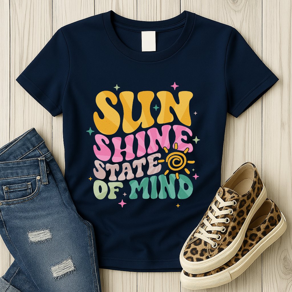 Groovy Sunshine State Of Mind Summer Break Vacation Womens T-Shirt
