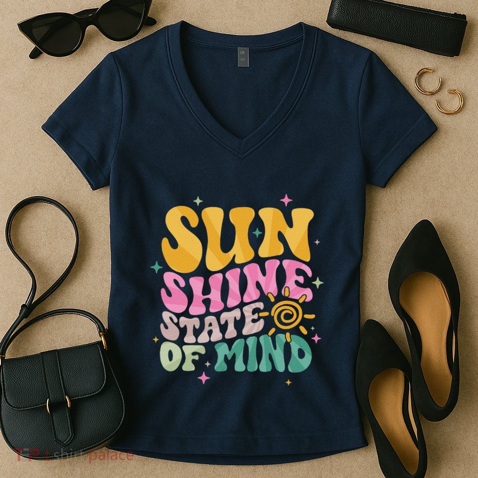 Groovy Sunshine State Of Mind Summer Break Vacation Women's V-Neck T-Shirt