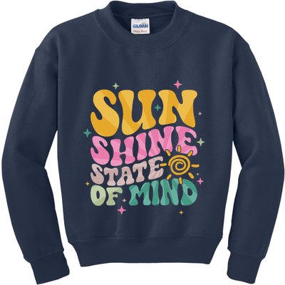 Groovy Sunshine State Of Mind Summer Break Vacation Kids Sweatshirt