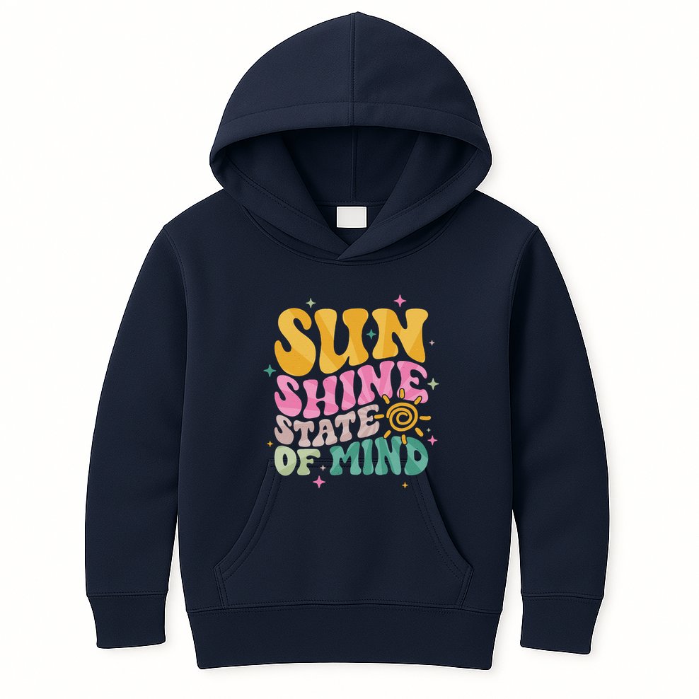 Groovy Sunshine State Of Mind Summer Break Vacation Kids Hoodie
