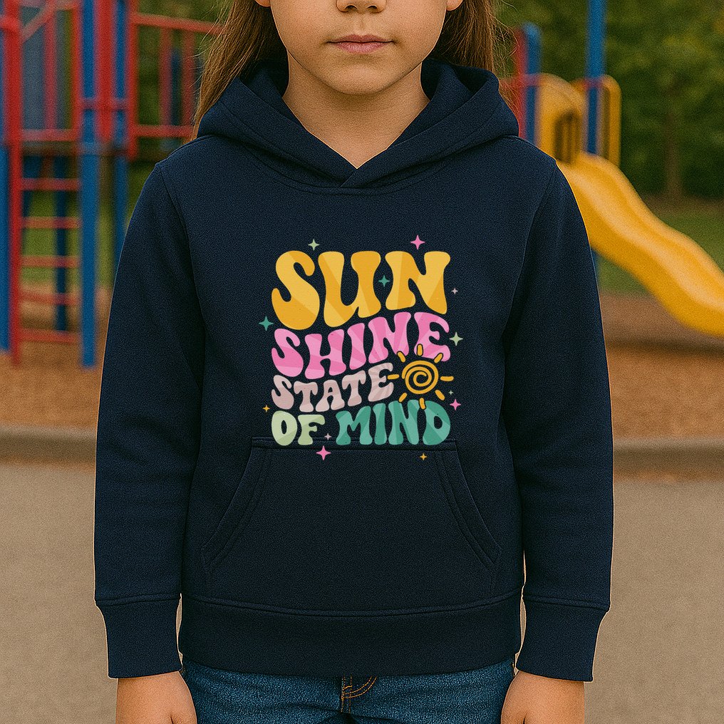 Groovy Sunshine State Of Mind Summer Break Vacation Kids Hoodie