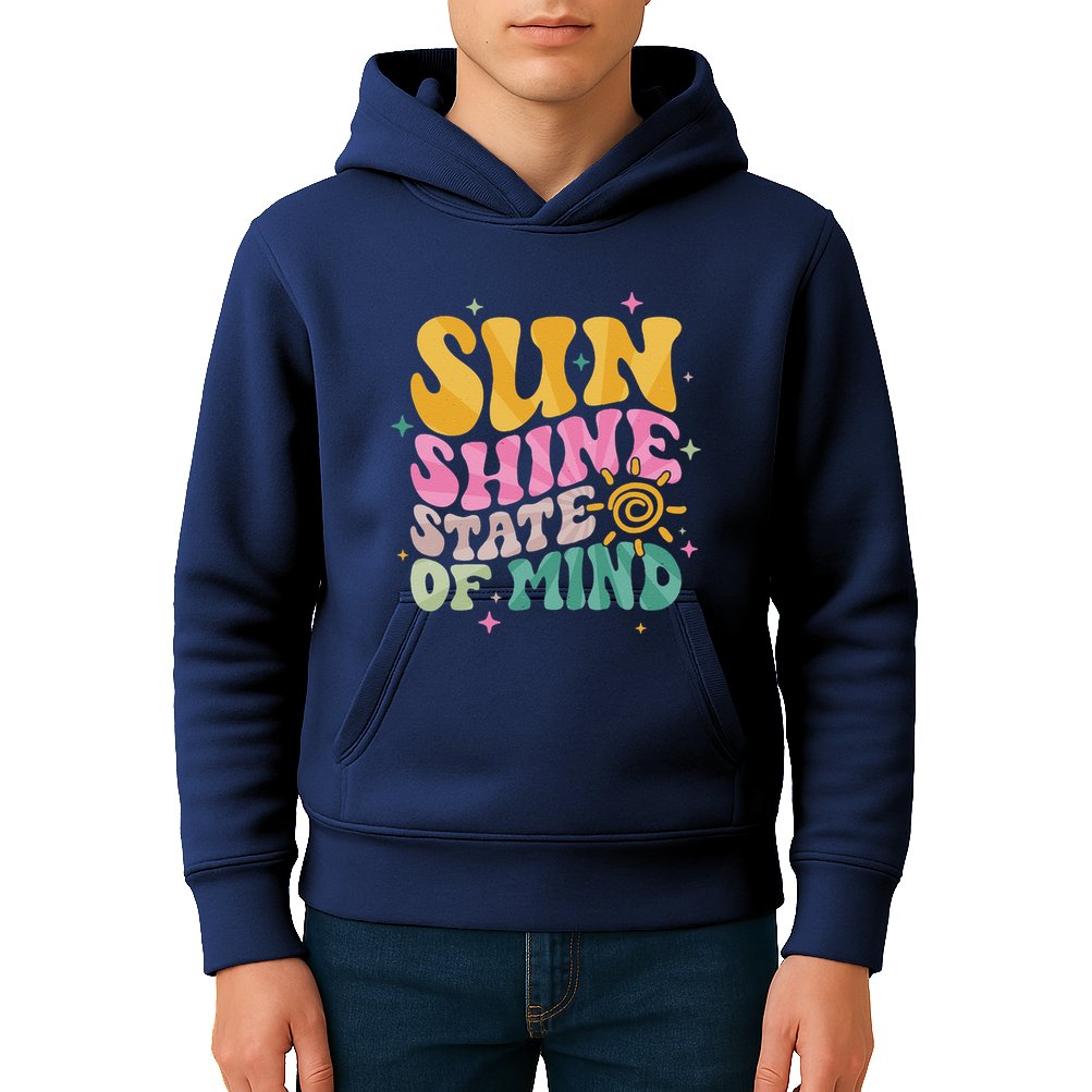 Groovy Sunshine State Of Mind Summer Break Vacation Kids Hoodie