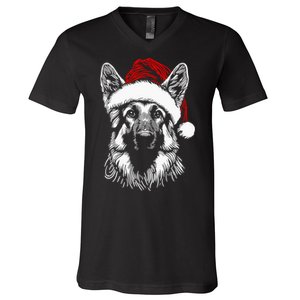 German Shepherd Santa Hat Christmas Xmas Pajama V-Neck T-Shirt