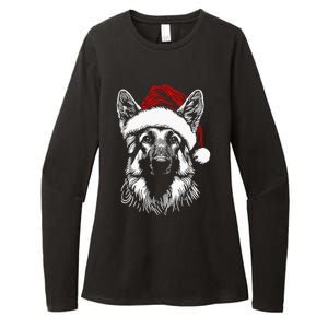 German Shepherd Santa Hat Christmas Xmas Pajama Womens CVC Long Sleeve Shirt