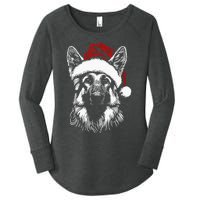 German Shepherd Santa Hat Christmas Xmas Pajama Women's Perfect Tri Tunic Long Sleeve Shirt