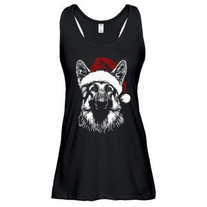 German Shepherd Santa Hat Christmas Xmas Pajama Ladies Essential Flowy Tank