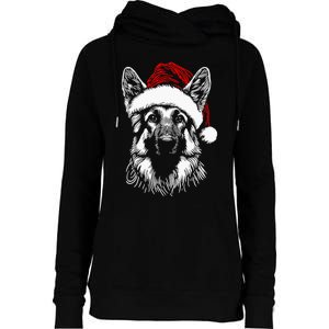 German Shepherd Santa Hat Christmas Xmas Pajama Womens Funnel Neck Pullover Hood