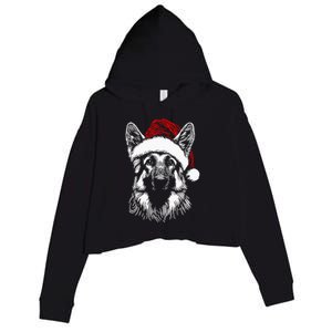 German Shepherd Santa Hat Christmas Xmas Pajama Crop Fleece Hoodie