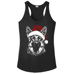 German Shepherd Santa Hat Christmas Xmas Pajama Ladies PosiCharge Competitor Racerback Tank