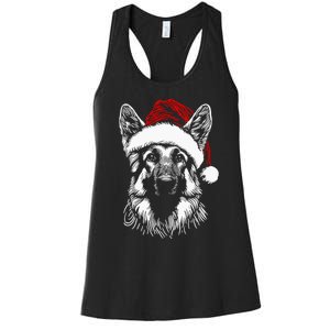 German Shepherd Santa Hat Christmas Xmas Pajama Women's Racerback Tank