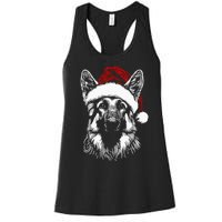 German Shepherd Santa Hat Christmas Xmas Pajama Women's Racerback Tank