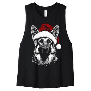 German Shepherd Santa Hat Christmas Xmas Pajama Women's Racerback Cropped Tank