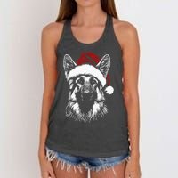 German Shepherd Santa Hat Christmas Xmas Pajama Women's Knotted Racerback Tank