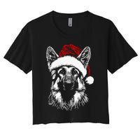 German Shepherd Santa Hat Christmas Xmas Pajama Women's Crop Top Tee