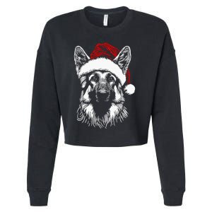 German Shepherd Santa Hat Christmas Xmas Pajama Cropped Pullover Crew