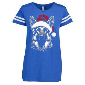 German Shepherd Santa Hat Christmas Xmas Pajama Enza Ladies Jersey Football T-Shirt