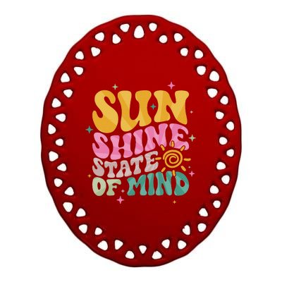 Groovy Sunshine State Of Mind Summer Break Vacation Ceramic Oval Ornament