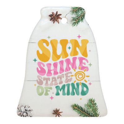 Groovy Sunshine State Of Mind Summer Break Vacation Ceramic Bell Ornament