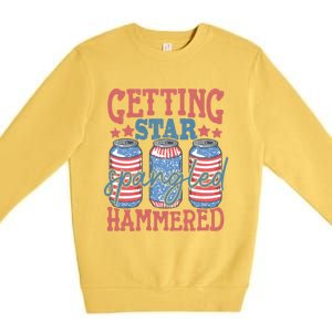 Getting Star Spangled Hammered 4th Of July Retro Style Beer Gift Premium Crewneck Sweatshirt