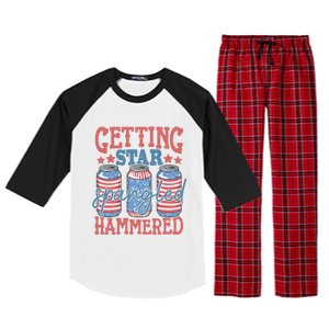 Getting Star Spangled Hammered 4th Of July Retro Style Beer Gift Raglan Sleeve Pajama Set