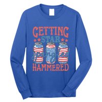 Getting Star Spangled Hammered 4th Of July Retro Style Beer Gift Long Sleeve Shirt