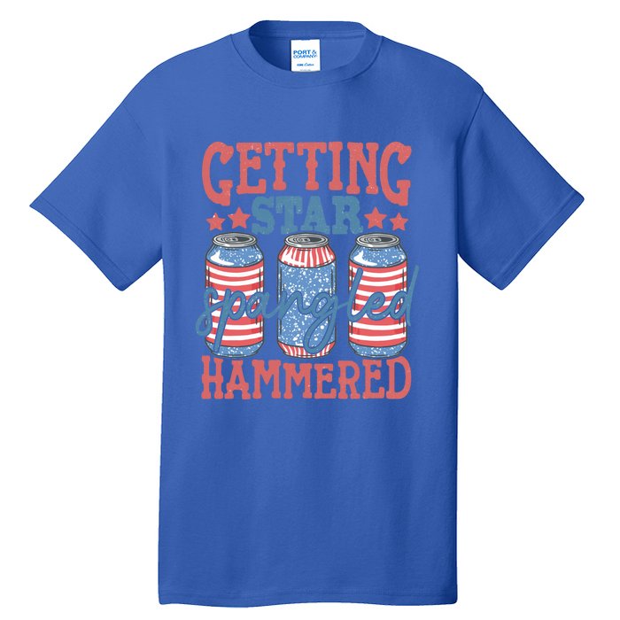 Getting Star Spangled Hammered 4th Of July Retro Style Beer Gift Tall T-Shirt