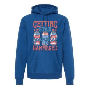 Getting Star Spangled Hammered 4th Of July Retro Style Beer Gift Premium Hoodie