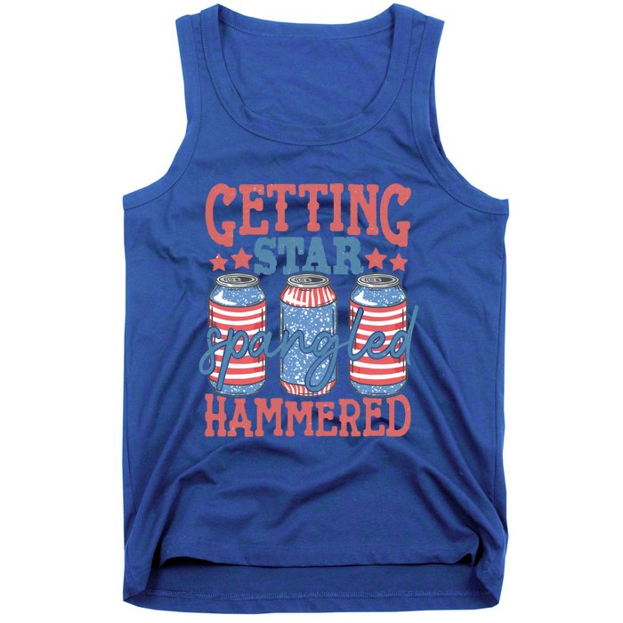 Getting Star Spangled Hammered 4th Of July Retro Style Beer Gift Tank Top