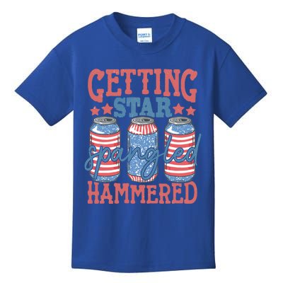 Getting Star Spangled Hammered 4th Of July Retro Style Beer Gift Kids T-Shirt