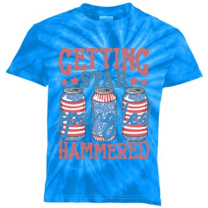 Getting Star Spangled Hammered 4th Of July Retro Style Beer Gift Kids Tie-Dye T-Shirt