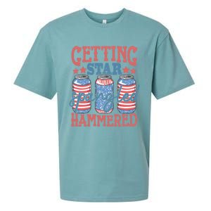 Getting Star Spangled Hammered 4th Of July Retro Style Beer Gift Sueded Cloud Jersey T-Shirt