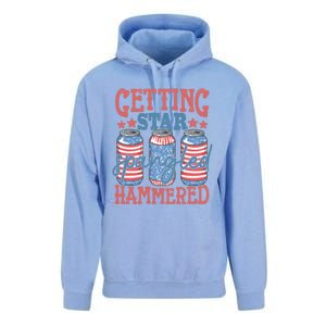 Getting Star Spangled Hammered 4th Of July Retro Style Beer Gift Unisex Surf Hoodie