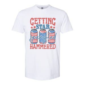 Getting Star Spangled Hammered 4th Of July Retro Style Beer Gift Softstyle CVC T-Shirt