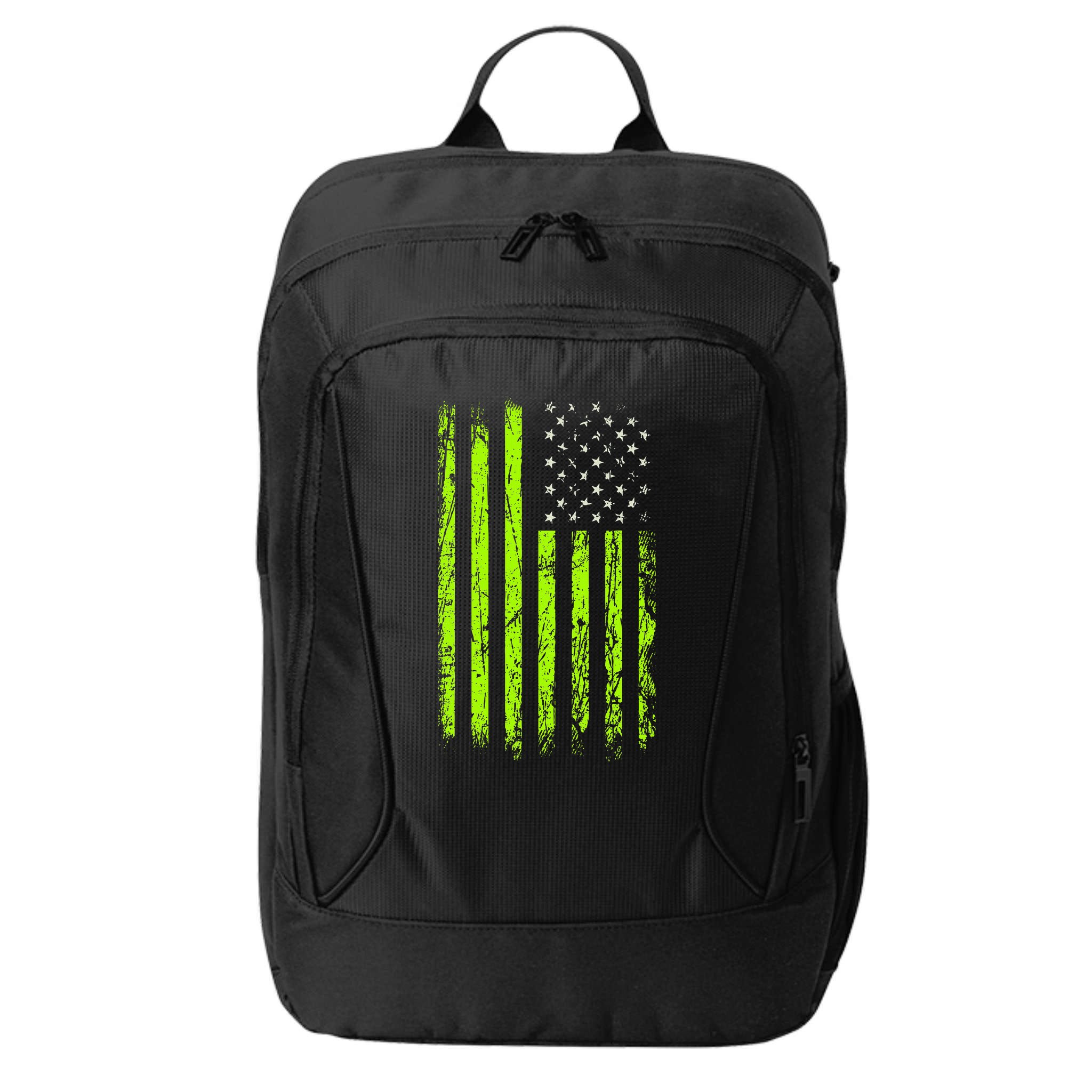 Green Stars & Stripes.American Usa Flag Green Color City Backpack